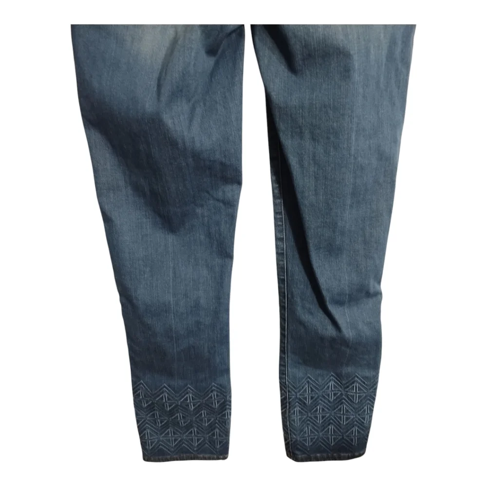 WHBM High Rise Laser Hem Slim Crop Boho Festival Hippie‎ Preppy Jean 4 LONG